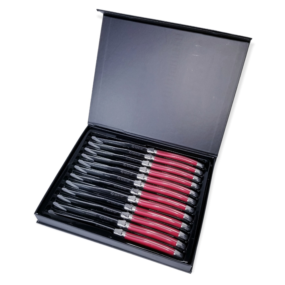 Cook's Companion Steak Knife Stainless Steel 12 piece Red Handle Gift Set